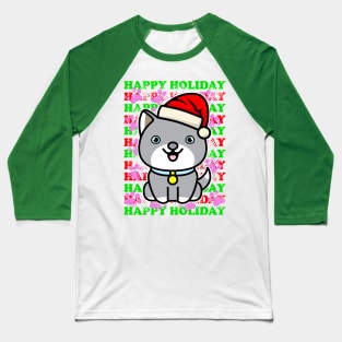 Holiday Gray Dog Baseball T-Shirt